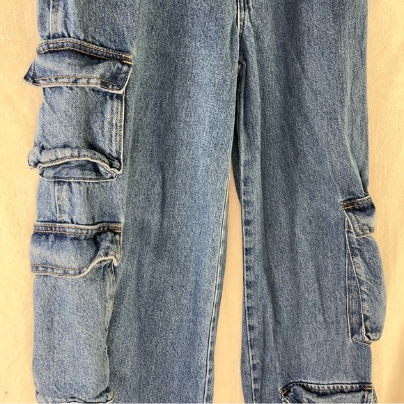 PacSun Jeans Womens Size 25 90's Baggy Wide Leg Cargo Multi-Pocket Mid Waist - Picture 2 of 10